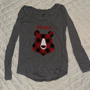 WONDERSHOP Gray Mama Bear Pajama Shirt Women's M